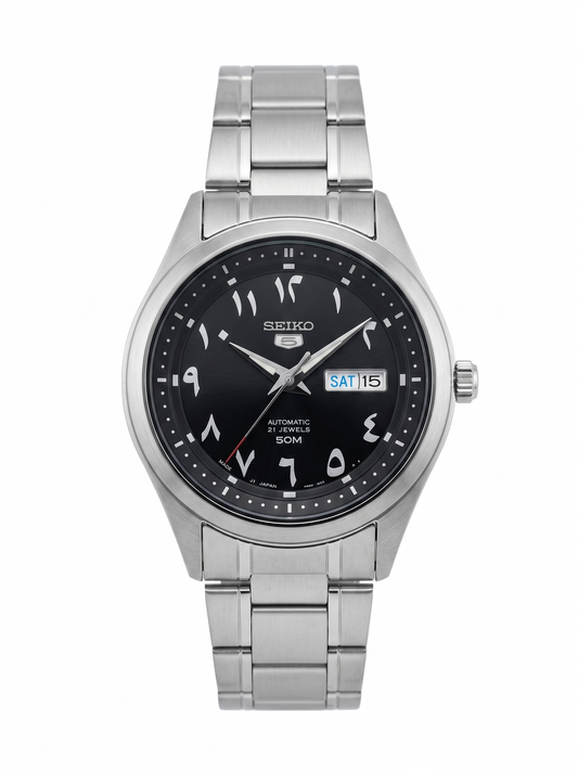 SEIKO 5 21 JEWELS ARABIC DIAL SNKP21J1 BLACK DIAL - MEN'S AUTOMATIC