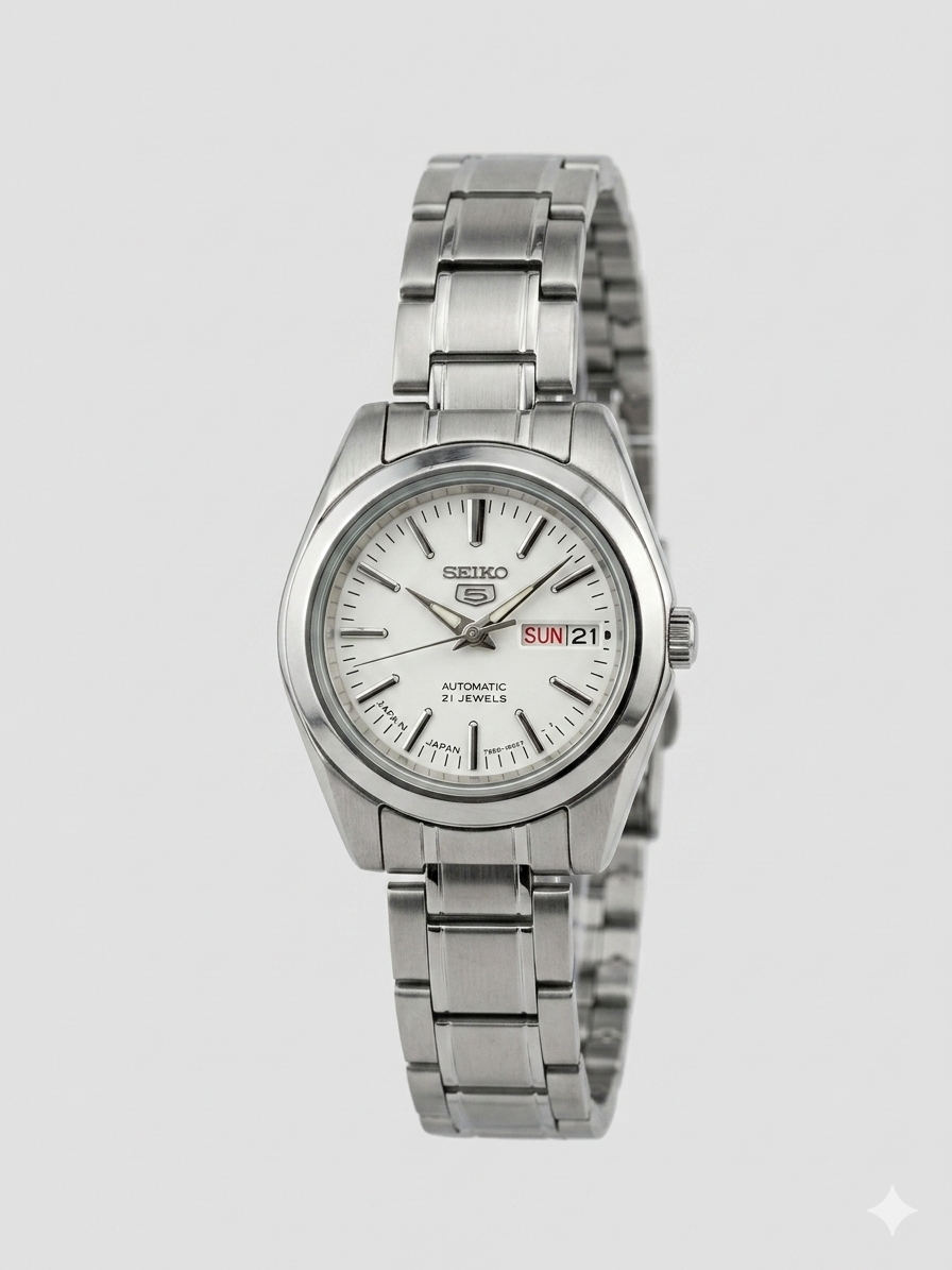 SEIKO 21 JEWELS SYMK13J1 WHITE DIAL - WOMEN'S AUTOMATIC