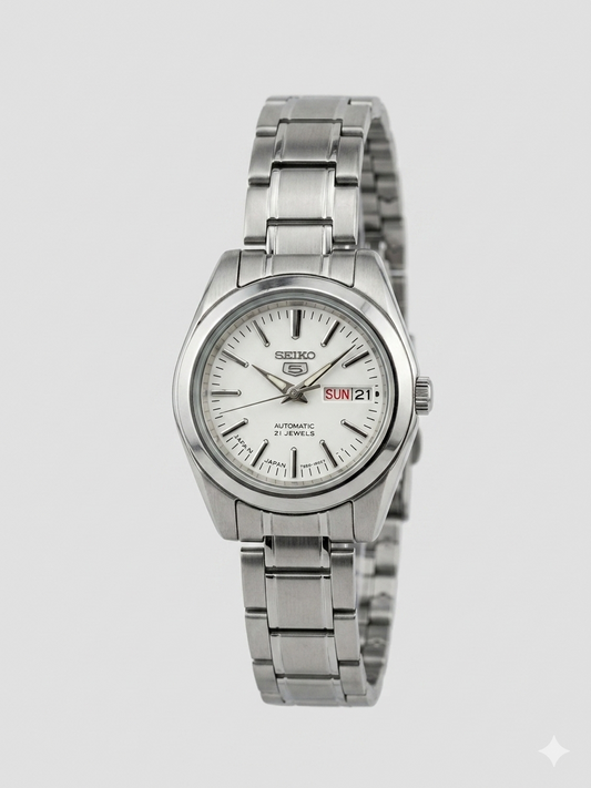 SEIKO 21 JEWELS SYMK13J1 WHITE DIAL - WOMEN'S AUTOMATIC