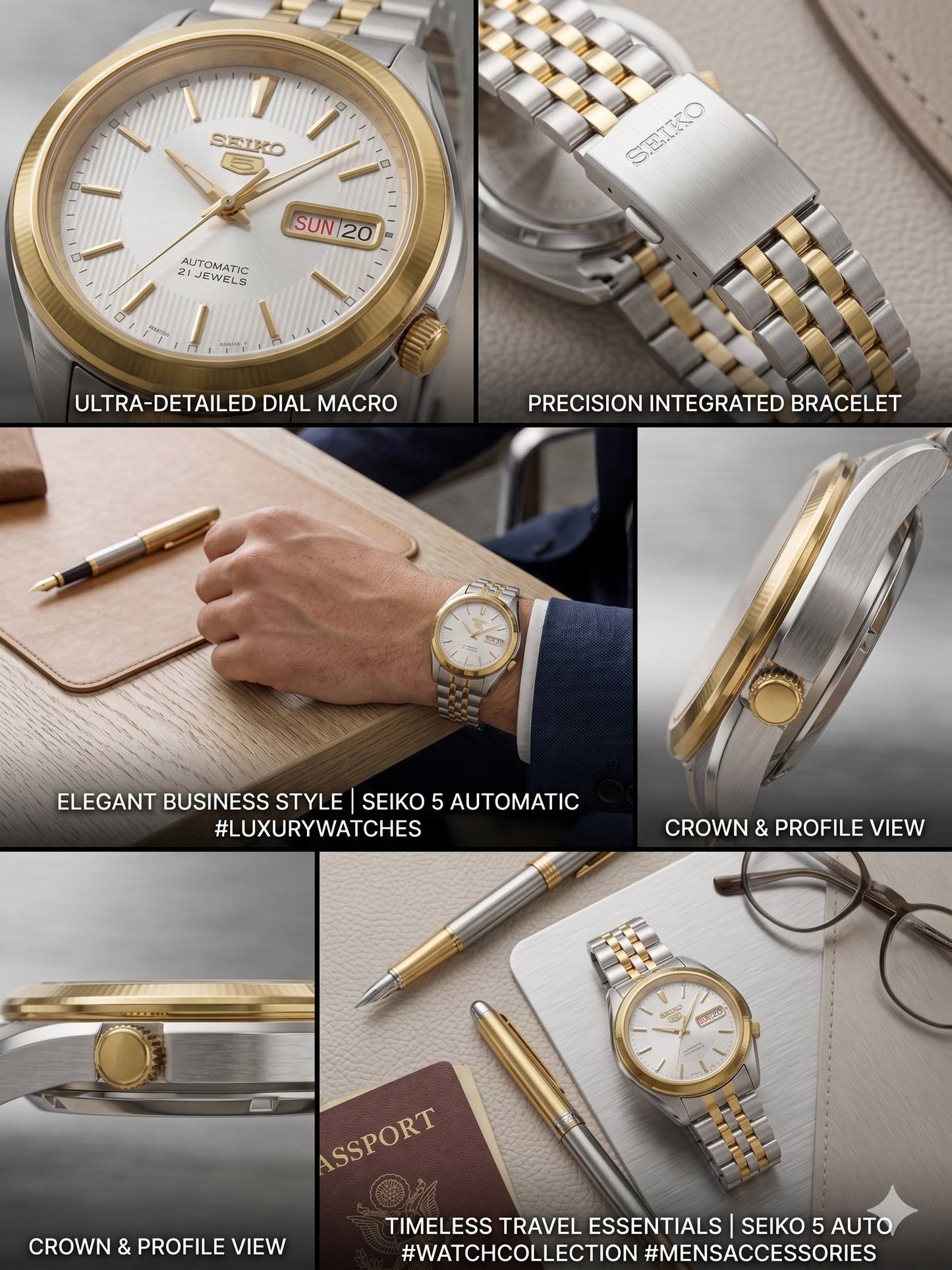 SEIKO 5 21 JEWELS SNKL24K1 WHITE DIAL - MEN'S AUTOMATIC