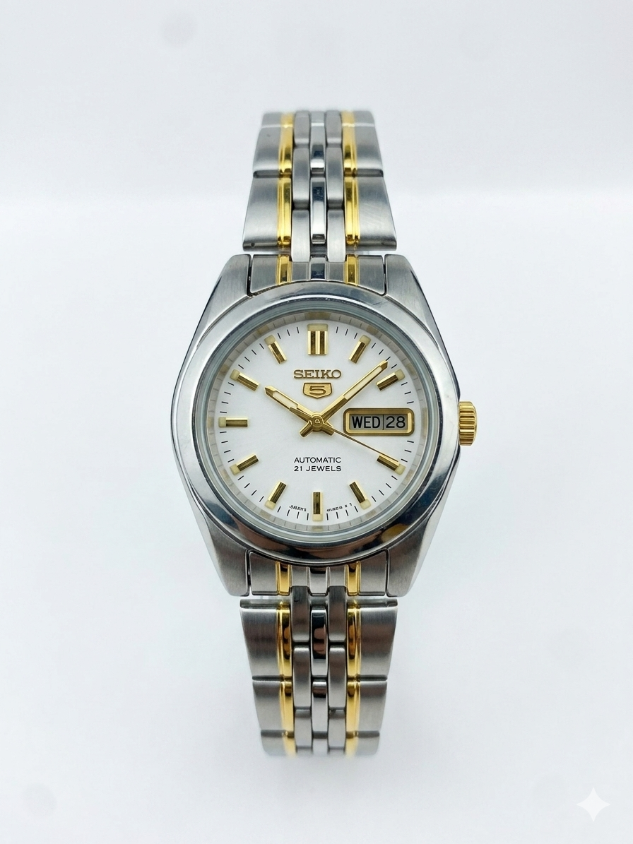 SEIKO 21 JEWELS SYMA35K1 WHITE DIAL - WOMEN'S AUTOMATIC